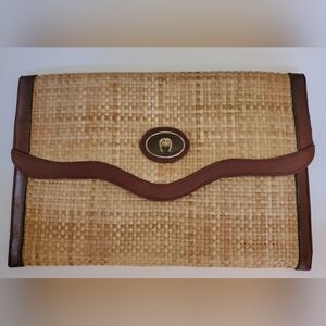 Vintage Etienne Aigner Straw Clutch Envelope Purse